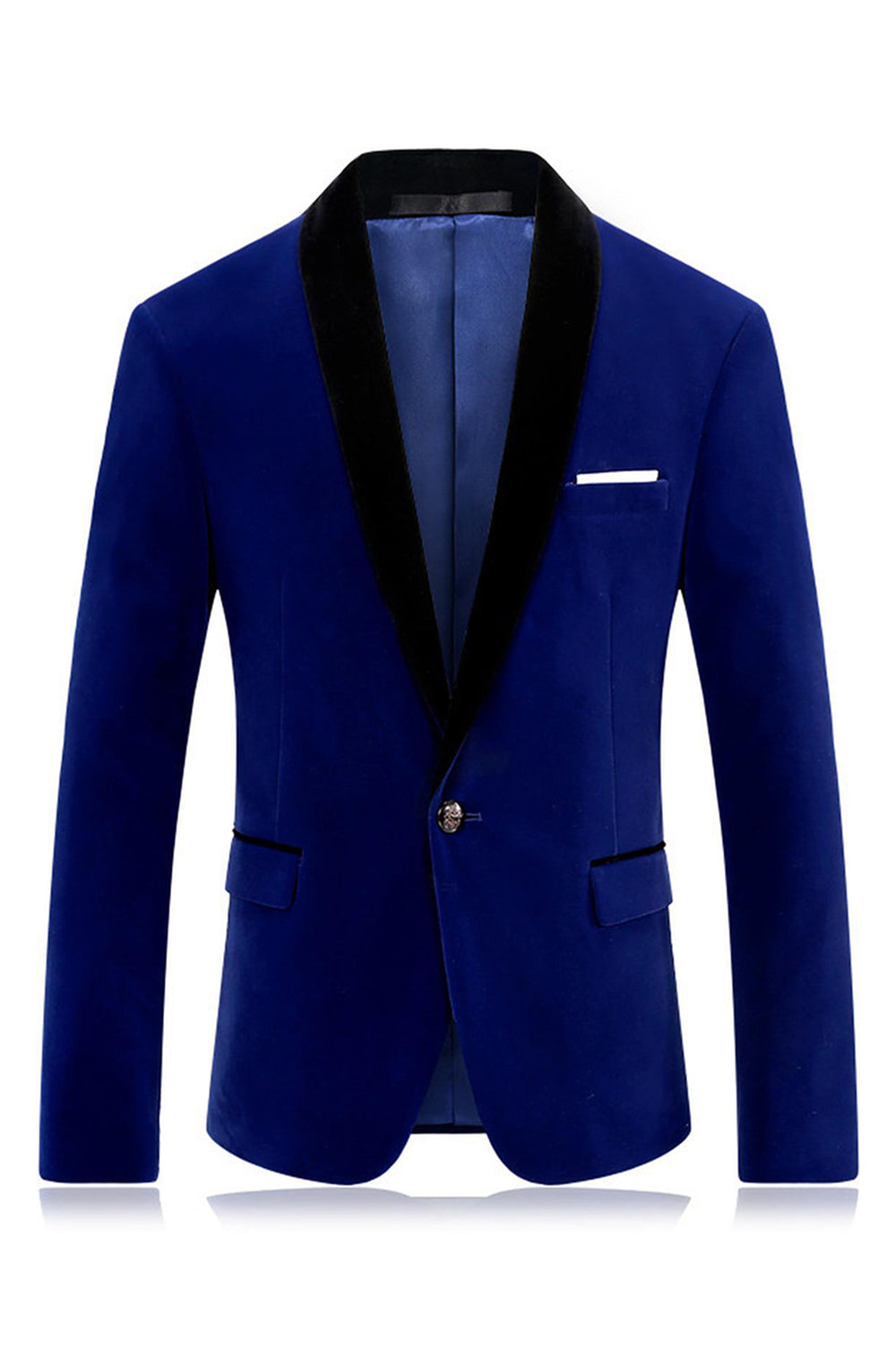 Men's Blue Shawl Lapel One Button Prom Blazer