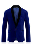Men's Blue Shawl Lapel One Button Prom Blazer