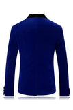Men's Blue Shawl Lapel One Button Prom Blazer