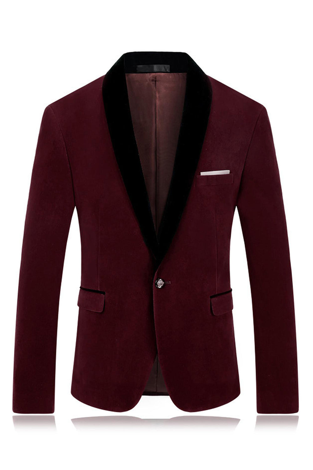 Men's Blue Shawl Lapel One Button Prom Blazer