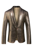 Golden Metallic Shawl Lapel Men's Prom Blazer