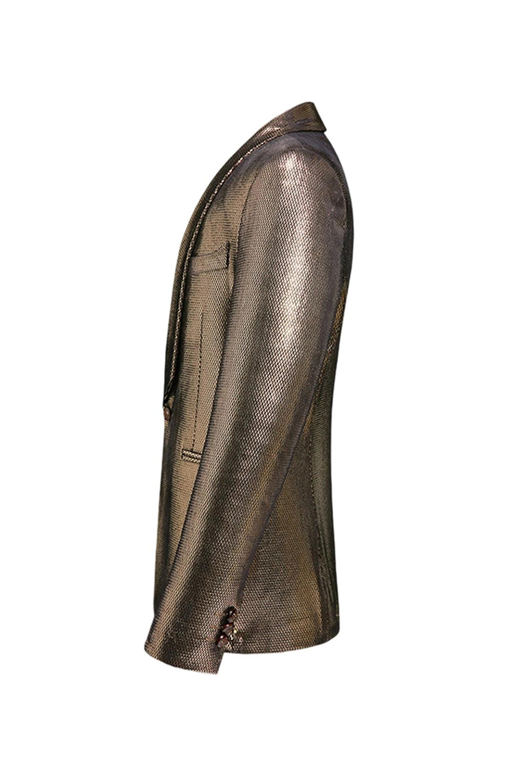 Golden Metallic Shawl Lapel Men's Prom Blazer