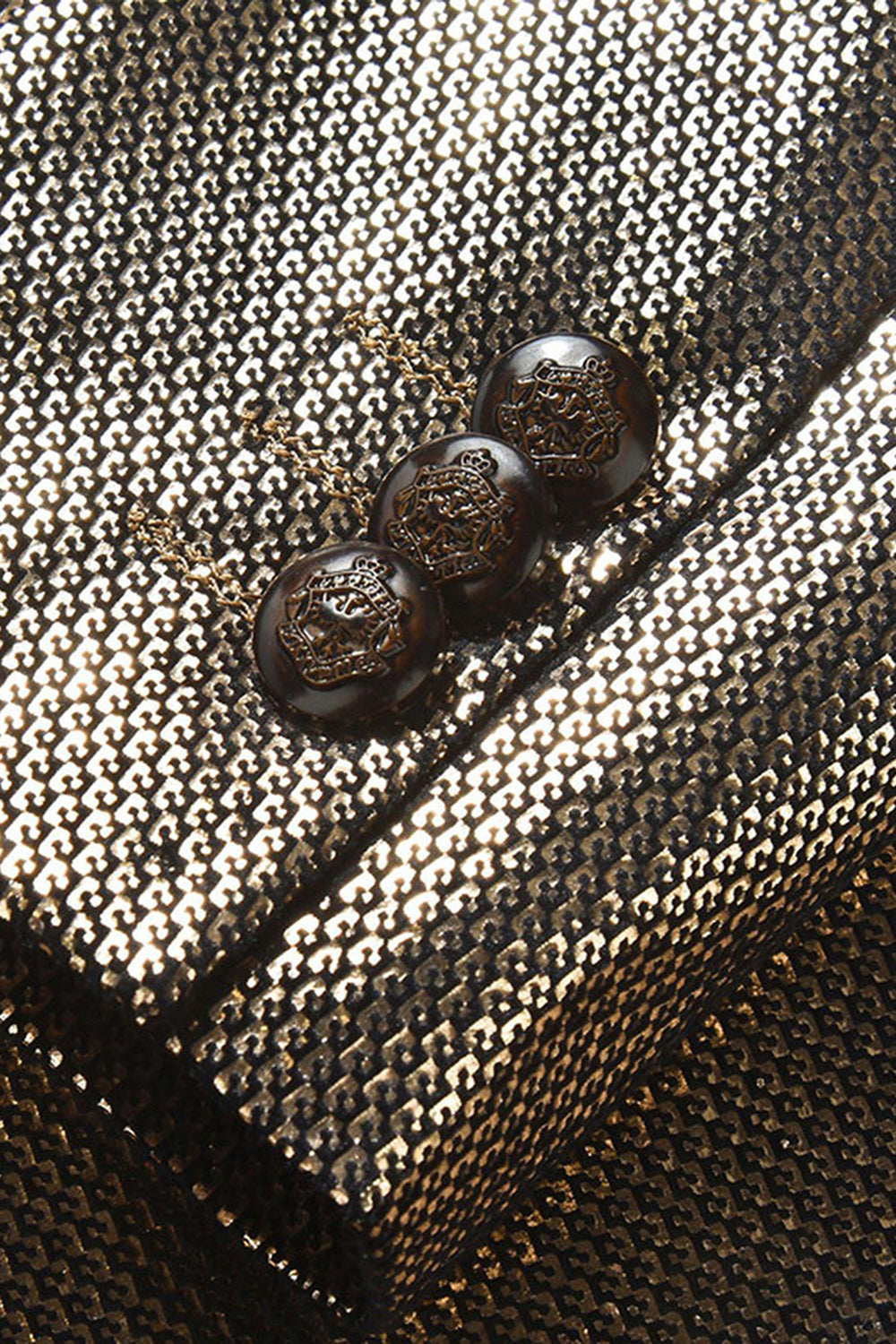 Golden Metallic Shawl Lapel Men's Prom Blazer