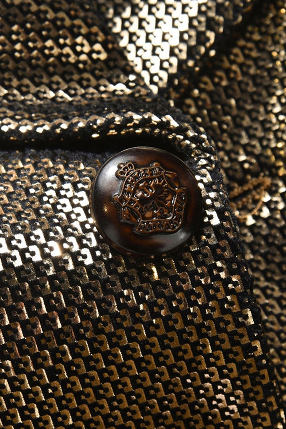 Golden Metallic Shawl Lapel Men's Prom Blazer