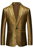Sparkly Golden Notched Lapel Texture Prom Blazer