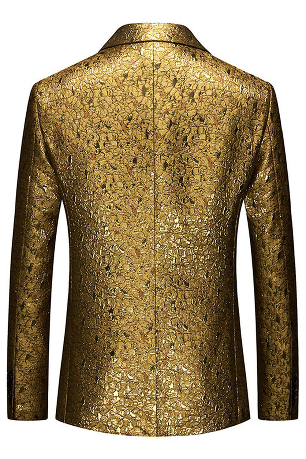 Sparkly Golden Notched Lapel Texture Prom Blazer