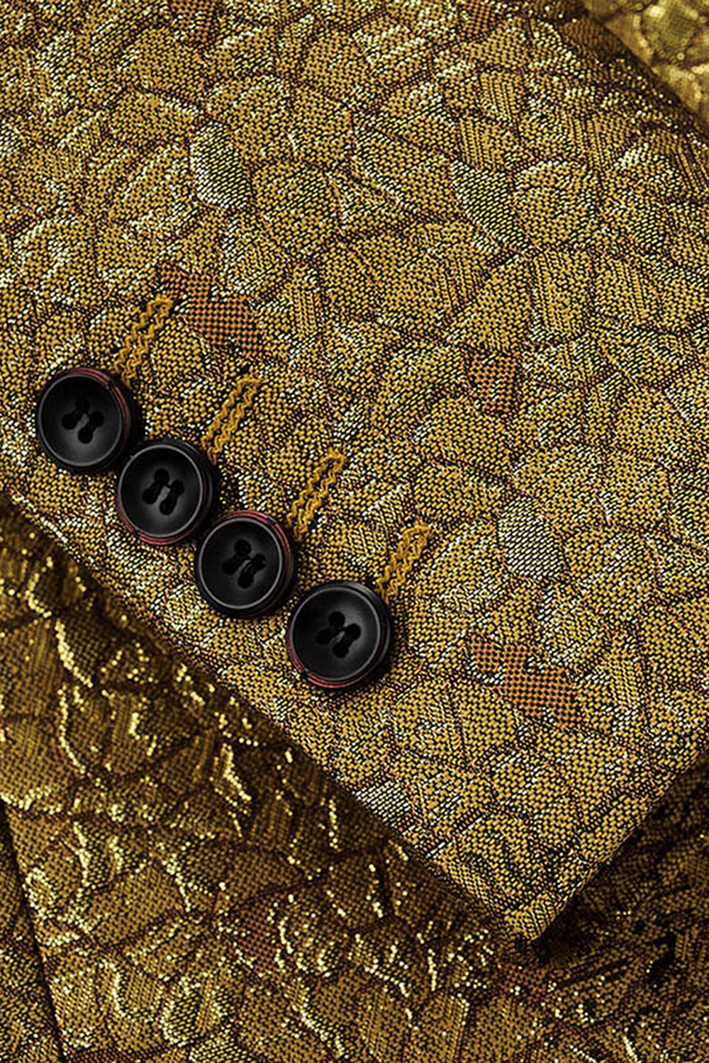 Sparkly Golden Notched Lapel Texture Prom Blazer