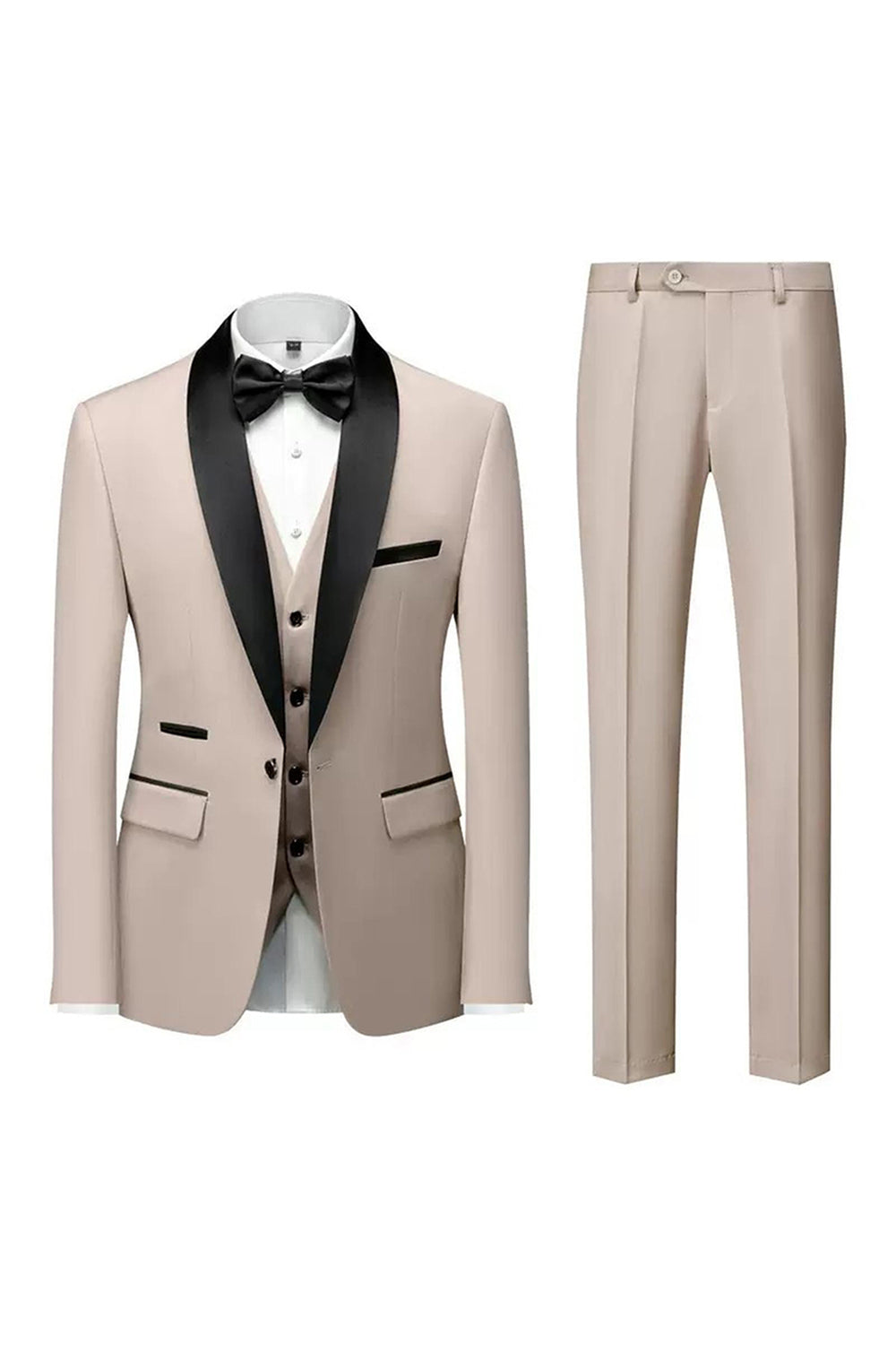 Men's Black Shawl Lapel One Button Formal Suits