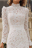Ivory Mermaid Lace Tiered Ruffled Courthouse Wedding Dress