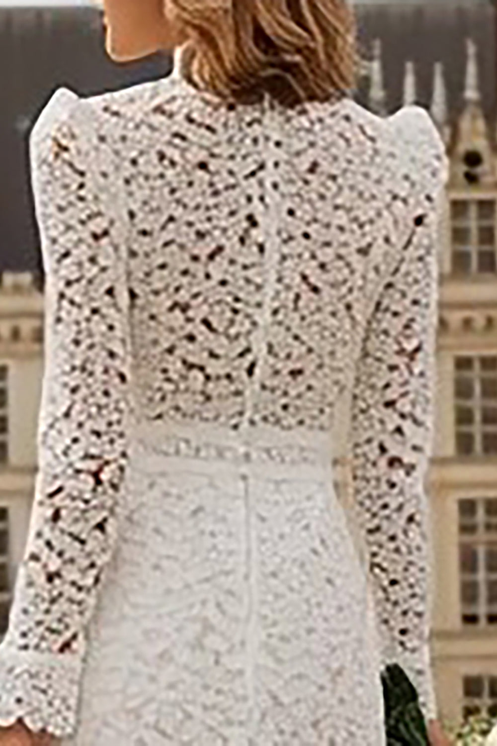 Ivory Mermaid Lace Tiered Ruffled Courthouse Wedding Dress