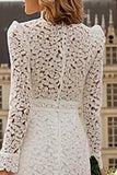 Ivory Mermaid Lace Tiered Ruffled Courthouse Wedding Dress
