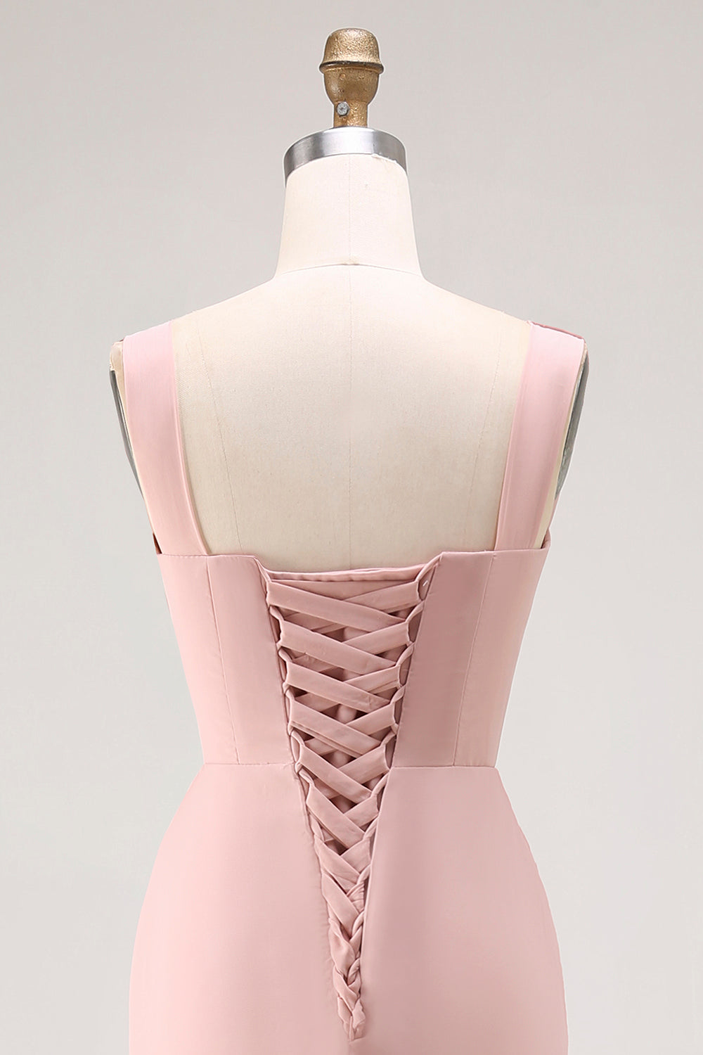 Blush Pink Mermaid Cowl Neck Bridesmaid Dress With Slit