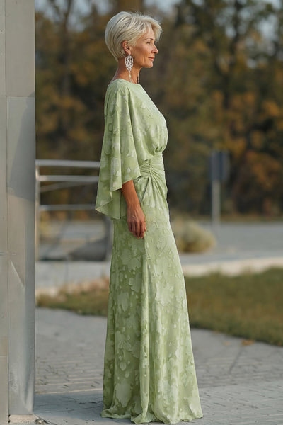 Zapaka Women Sage Green Floral Mother of the Bride Dress with Flared