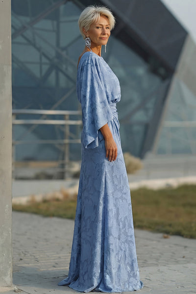 dusty blue mob dress Zapaka Women Floral Mother of the Bride with Flared Sleeves Sheath Ruched Wedding Guest Dress, Dusty Blue / US18W Fit-and-Flare Black Gold Velvet Qipao neckline and unique ruffle Dress's Color:4#-Pink