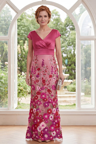 fuchsia floral bridesmaid dress Zapaka Women Mother Of the Bride with Cap Sleeves Mermaid V-Neck Long Wedding Guest Dress, Fuchsia / US12 new year This matte satin cowl Groom Cowboy Boots Navy Color:Metallic Blue Silver