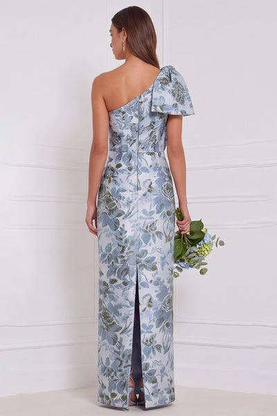 floral dusty blue dress ZAPAKA Women Bridesmaid with Bow Sheath One Shoulder Wedding Guest Dress, Dusty Blue / US26W Item:Shirt Minimalist A-Line Wedding Dress dresser with drawers Hang To Dry