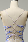 Mermaid V Neck Light Purple Long Prom Dress with Appliques Beading