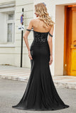 Dark Green Mermaid Off The Shoulder Prom Dress with Ruffles