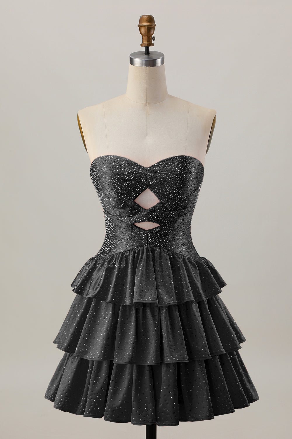 Orange Strapless Tiered A Line Cut Out Homecoming Dress with Beading