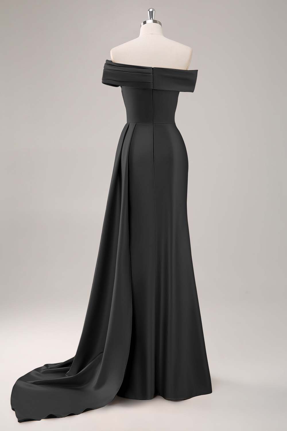 Champagne Sheath One Shoulder Pleated Long Formal Dress with Side Streamer
