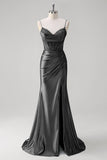 Green Mermaid Spaghetti Straps Pleated Corset Prom Dress