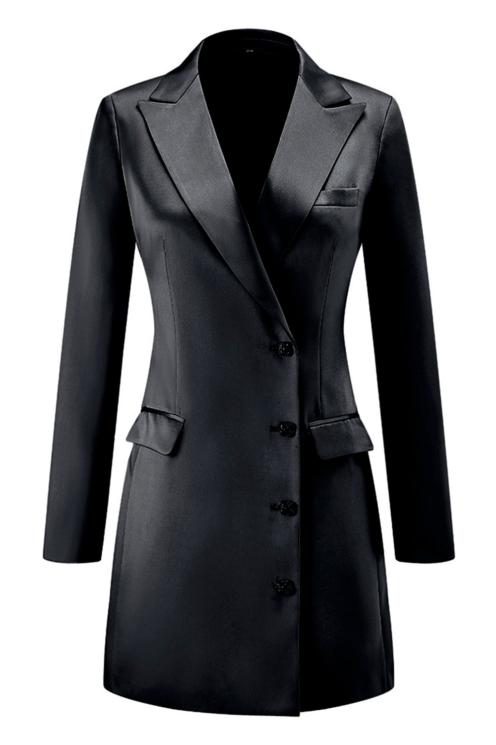 Champagne Peak Lapel Satin Midi Work Dress