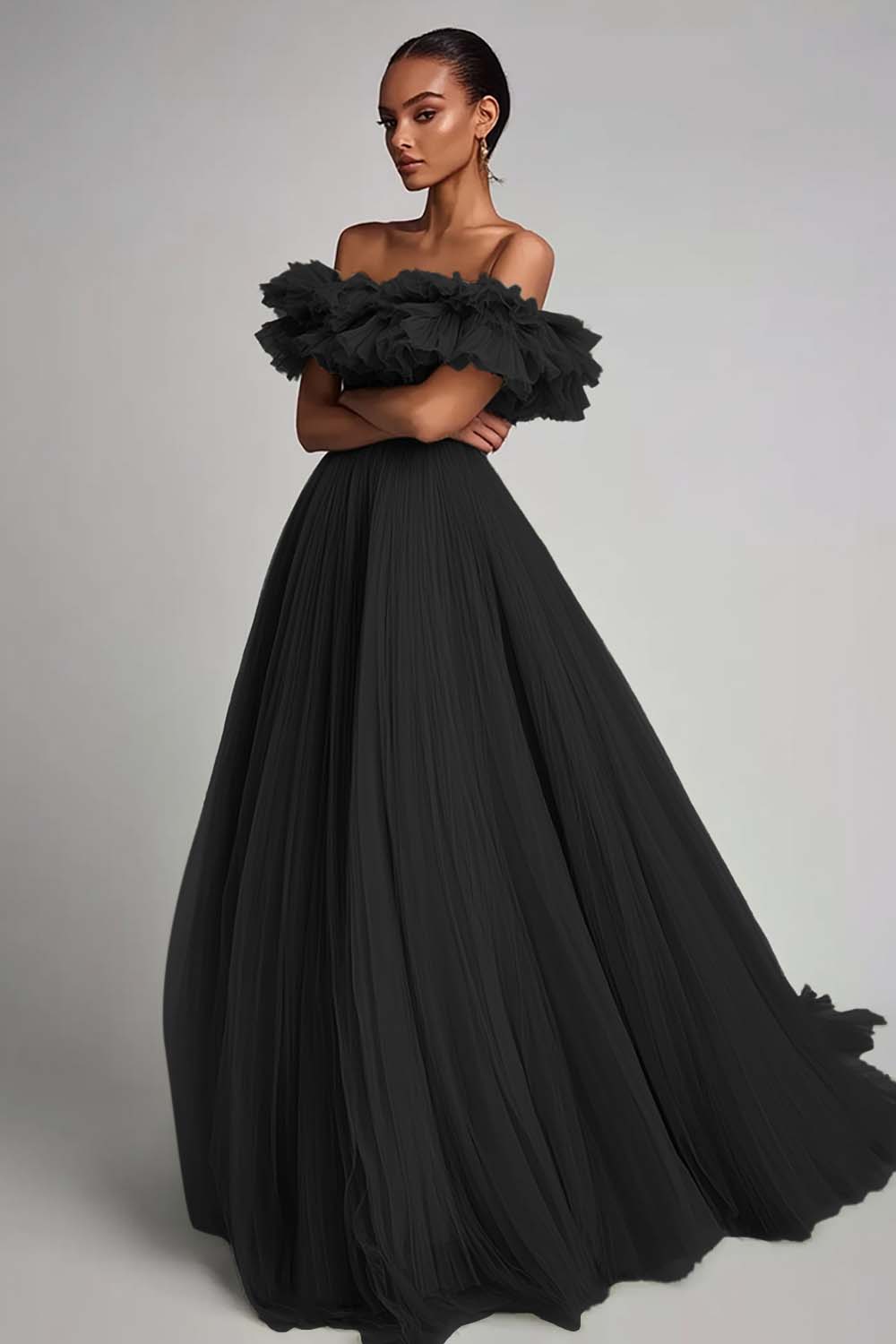 Dusty Sage Ruffled Strapless A Line Formal Dress