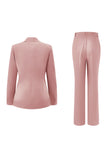 Fuchsia 2-Piece One Button Notched Lapel Women Suits