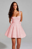Sparkly A Line Square Neck Sequins Short Homecoming Dress with Back Giant Bow
