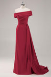 Champagne Sheath One Shoulder Pleated Long Formal Dress with Side Streamer