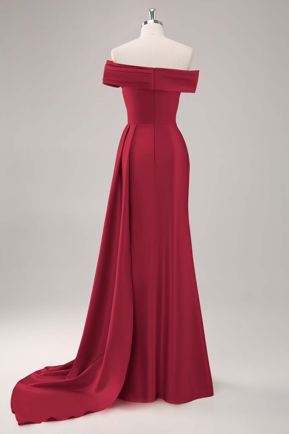 Champagne Sheath One Shoulder Pleated Long Formal Dress with Side Streamer