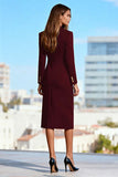 Black Pencil Midi Peak Lapel Work Dress