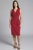 Navy Sheath Ruched Midi Work Dress