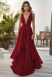 Orange Ruffled A Line Chiffon Wedding Guest Dress