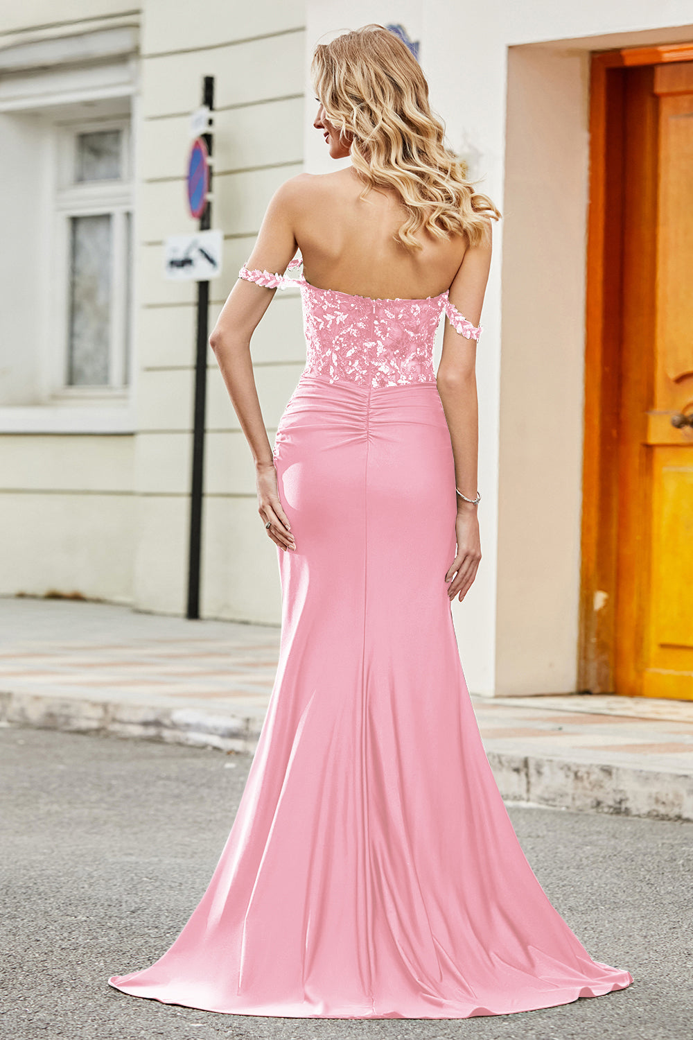 Dark Green Mermaid Off The Shoulder Prom Dress with Ruffles