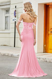 Fuchsia Mermaid Off The Shoulder Long Prom Dress with Sequins