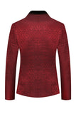 Red Jacquard 2 Piece Men's Prom Suits