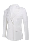 White Jacquard Double Breasted 2 Piece Men's Suits