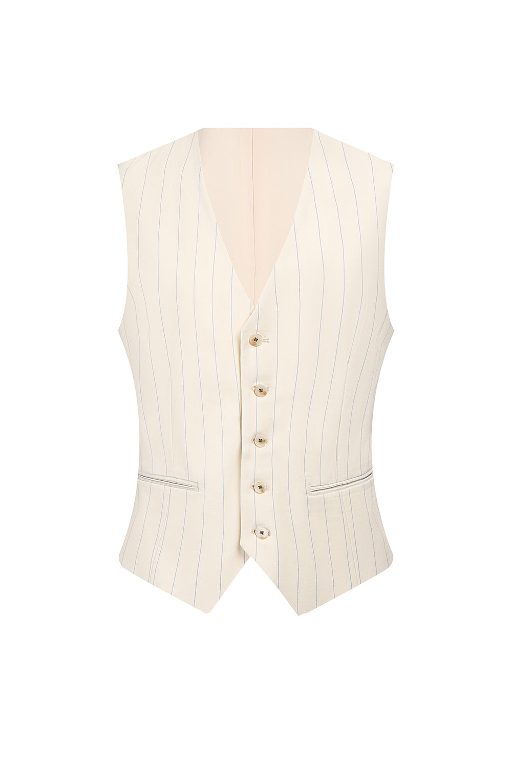 White 3 Piece Pinstriped Men Prom Suits