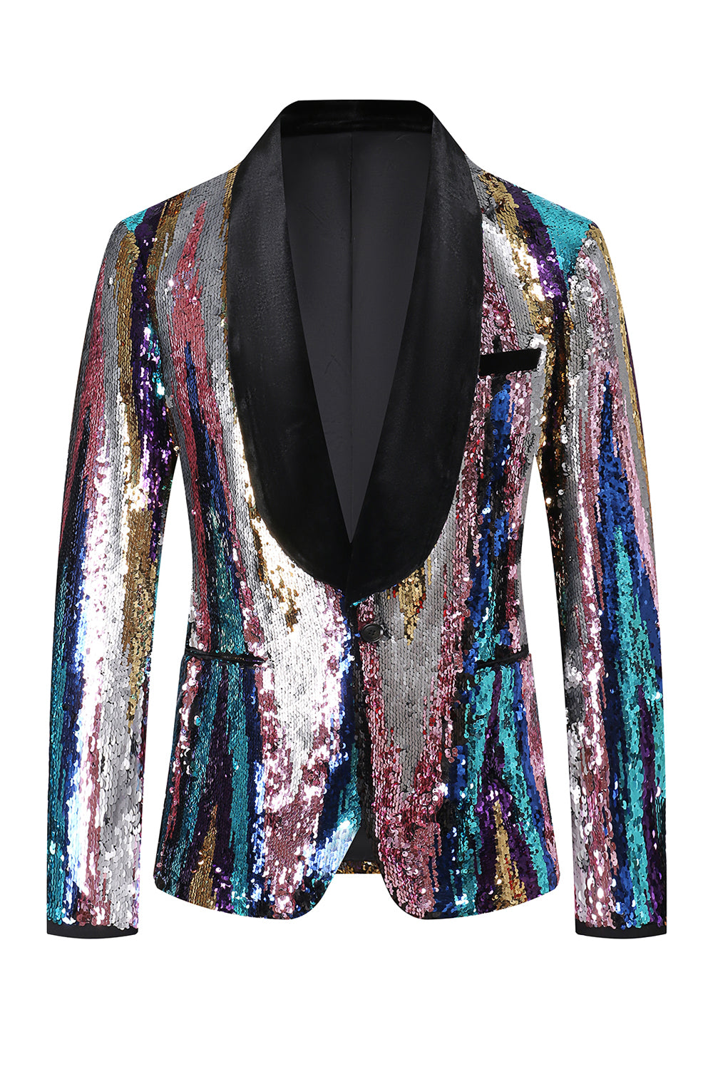 Glitter Colorful Sequins 2 Piece Men Suits