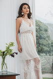 Spaghetti Straps Lace Elegant White Graduation Dress