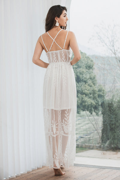 ZAPAKA Women Lace White Cute Graduation Dress Spaghetti