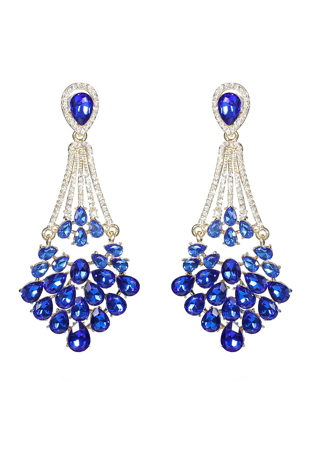 Royal Blue Rhinestone Stud Earrings