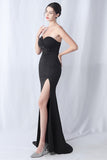 Black Mermaid Sweetheart Long Formal Dress with Slit