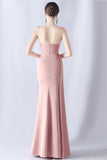 Navy Mermaid Strapless Long Corset Prom Dress with Slit