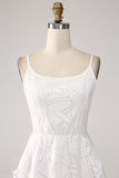 Modest White A-Line Spaghetti Straps Short Graduation Dress