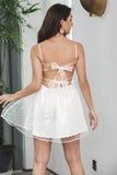 White A-Line Spaghetti Straps Short Simple Graduation Dress
