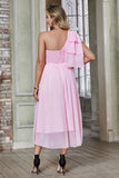 Elegant Apricot A-Line One Shoulder Corset Party Dress