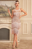 Blush Sparkly Fringes Great Gatsby Dress with Sequins
