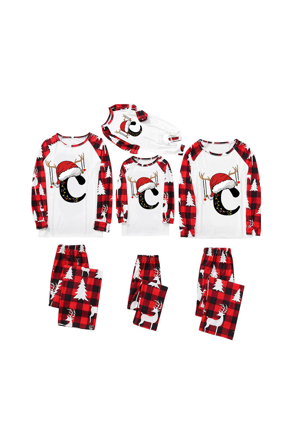 Red and White Christmas Printed Family Matching Pajamas Set